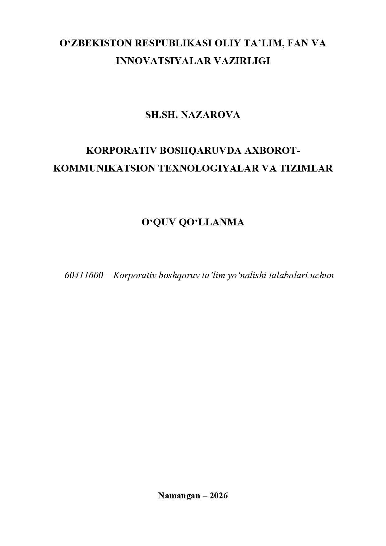 Korporativ boshqaruvda axborot-kommunikatsion texnologiyalar va tizimlar